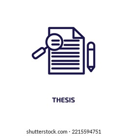 thesis icon from education collection. Thin linear thesis, university, study outline icon isolated on white background. Line vector thesis sign, symbol for web and mobile