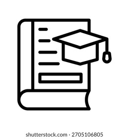Icono de línea de tesis, Vector, píxel perfecto, archivo ilustrador 