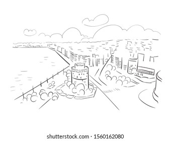 Thessaloniki Greece Europe vector sketch city illustration line art