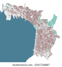 Thessaloniki map, detailed administrative area with border