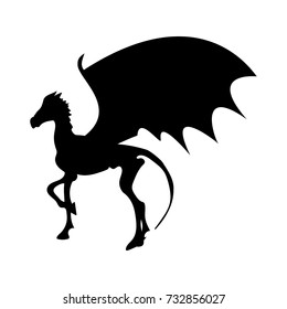 Thestral skeleton horse silhouette mythical animal fantasy. Vector illustration.