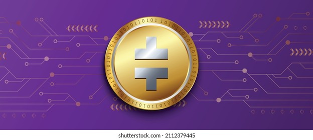 Theta Crypto currency technology vector illustration banner. Can be used as background, backdrop, poster, cover and print design template.