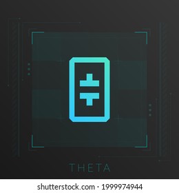Theta kryptowährung farbiges Farbverlauf-Logo mit dünner Linie Dekoration.