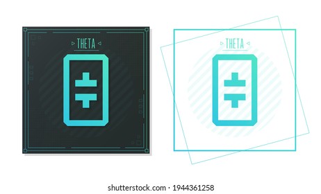 Theta cryptocurrency gradient logo. Colorful flyer with thin line design. Isolated on white.