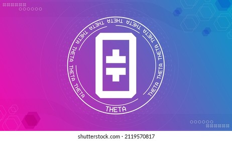 THETA cryptocurrency vector background. Blockchain currency sign illustration.