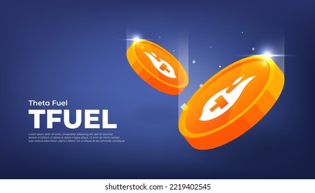 Theta Fuel (TFUEL) coin cryptocurrency concept banner background.