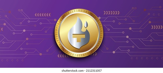Theta Fuel TFUEL Crypto currency technology vector illustration banner. Can be used as background, backdrop, poster, cover and print design template.