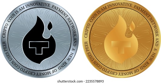 theta fuel virtual currency logo. vector illustrations. 3d illustrations.