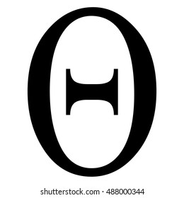 Theta greek letter, uppercase. Theta symbol, black isolated vector illustration.