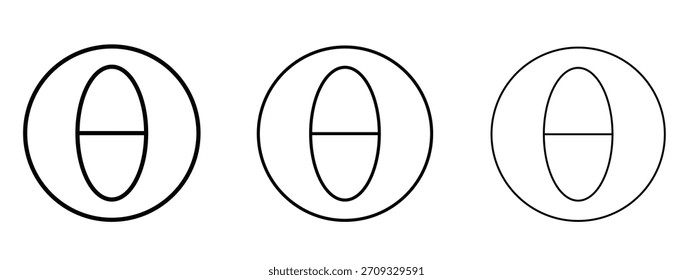 Theta Symbol lineares Stil Zeichen für mobiles Konzept und Web-Design.