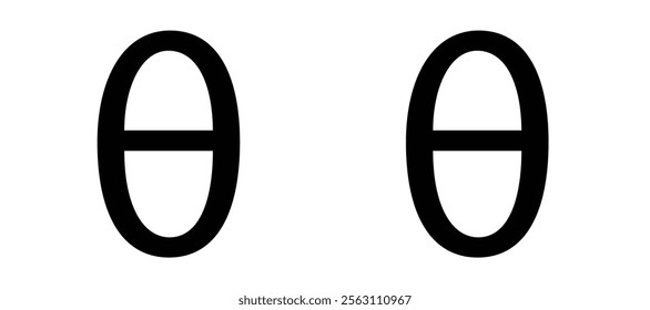Theta icons in black line and filled versions