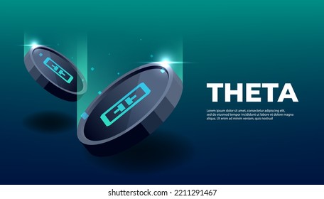 Theta Network (THETA) banner. THETA coin cryptocurrency concept banner background.