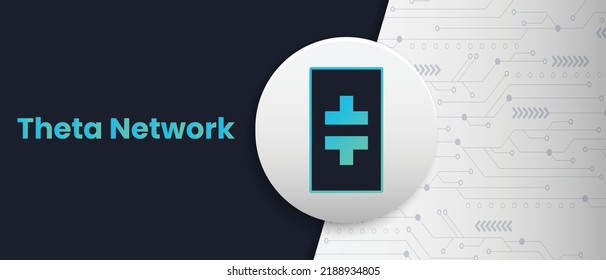 Theta Network (THETA) crypto currency symbol and logo on technology background vector illustration