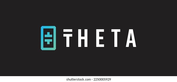 Theta Network cryptocurrency Theta Coin, Cryptocurrency logo on isolated background with text.