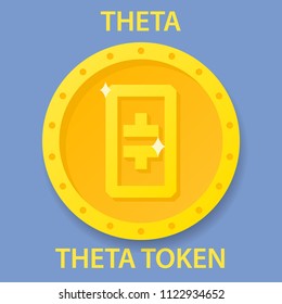 Theta Token Coin cryptocurrency blockchain icon. Virtual electronic, internet money or cryptocoin symbol, logo