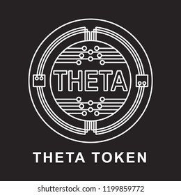 theta token coin Cryptocurrency  icon with black background