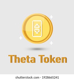 Theta Token (Theta) cryptocurrency icon. Gold Theta Token coin cryptocurrency. Illustration for logo adaptation design web site mobile app, EPS10.