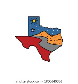 imagen vectorial del diseño del mapa de texas y del logotipo de dunas