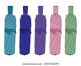 They are five folding umbrellas.