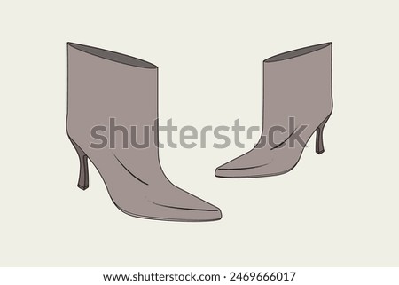 They have a high heel that is traditionally made of stacked leather, rounded to pointed toe, high shaft, and, traditionally, no lacing. 