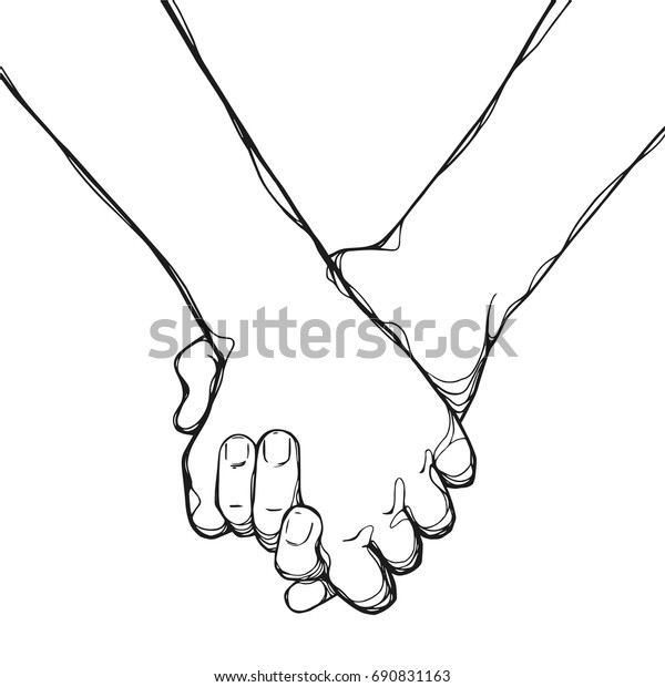 They Hold Each Others Hands Romantic Stock Vector (Royalty Free) 690831163