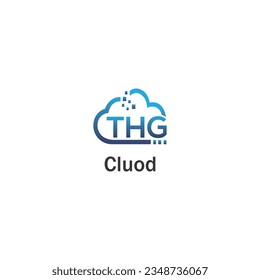 Letra THG combina diseño de logotipo de icono en la nube