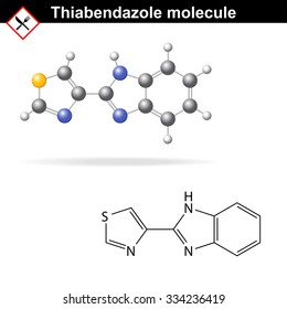Thiabendazole molecule - antiparasitic and antifungal, food additive, Ã?Â�?233, vector eps 8