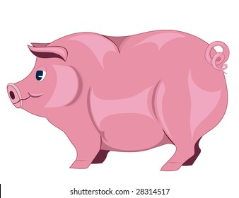 Thick animal pink on a white background