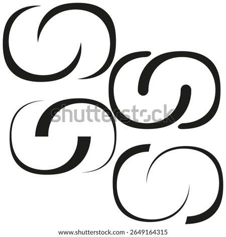 Thick arc icons. Bold curved pattern. S shape Vector. Minimal loop design.