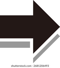 Icono de flecha gruesa con sombra, negro