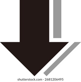 Icono de flecha gruesa con sombra, negro