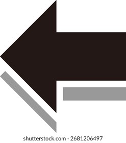 Icono de flecha gruesa con sombra, negro