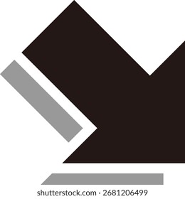 Icono de flecha gruesa con sombra, negro