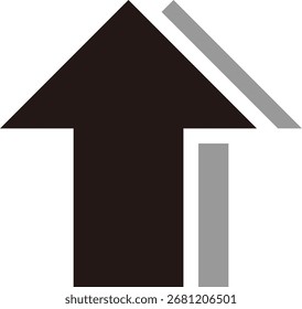 Icono de flecha gruesa con sombra, negro
