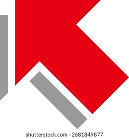 Icono de flecha gruesa con sombra, rojo