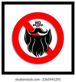Thick beard and mustache with prohibition sign and bold text on white background to celebrate National No Beard Day on October 18