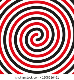 Thick black double spiral symbol. Simple flat vector design element in black and red.