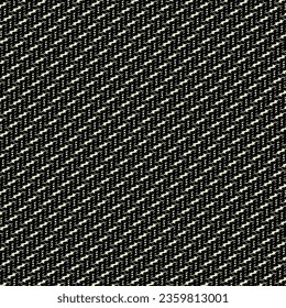 Thick black fabric, patterned with white marks and pixels. Carpet diagonally crossed by broken stripes. Upholstery texture. Abstract vector.