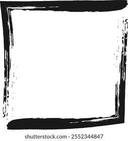 Thick, black, hand drawn brushstrokes create a grunge border around a blank white area, adding a raw and artistic touch to any design