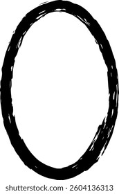 Thick black oval painted with a brushstroke, forming a bold frame around a blank white space at the center, isolated against a clean white background for a minimalist design