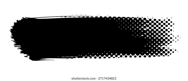 Thick black paint stroke with halftone edge