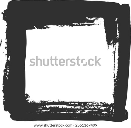 Thick black paintbrush strokes create a square border, framing a white space, adding a touch of artistic grunge to any design
