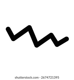 Uma linha em ziguezague preta grossa com extremidades arredondadas em um plano de fundo branco.