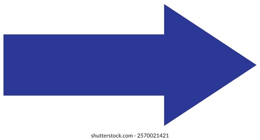 Thick Blue long arrow pointing to the right. Straight long arrow icon, right thin line, blue cursor, horizontal element, thick pointer vector long arrow icon. Bold arrow icon . Design eps 10