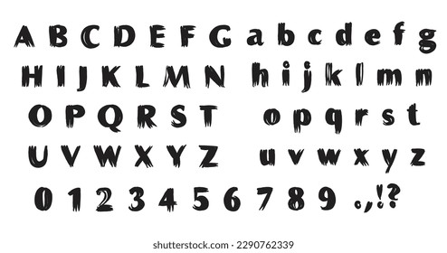 Thick, bold, burr and expressive handwritten display alphabet that exudes a sense of strength and confidence, vector illustration.