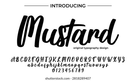Thick Bold Handwritten Brush Script Font Vector Specimen with Full Alphabet and Numbers