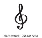 thick bold outline treble clef music note doodle hand drawn icon. Outline drawing thick bold outline treble clef music note line clipart symbol. Vector illustration
