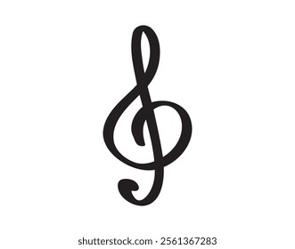 thick bold outline treble clef music note doodle hand drawn icon. Outline drawing thick bold outline treble clef music note line clipart symbol. Vector illustration