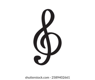 thick bold outline treble clef music note doodle hand drawn icon. Outline drawing thick bold outline treble clef music note line clipart symbol. Vector illustration