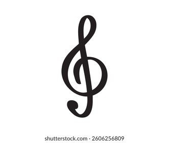 thick bold outline treble clef music note doodle hand drawn icon. Outline drawing thick bold outline treble clef music note line clipart symbol. Vector illustration